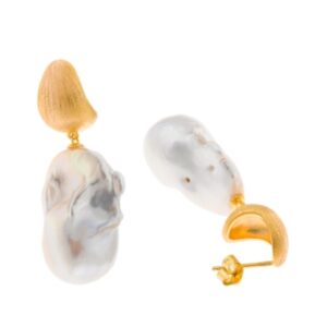 Pendientes plata chapada perla barroca