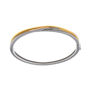 Pulsera brazalete plata combinada doble aro