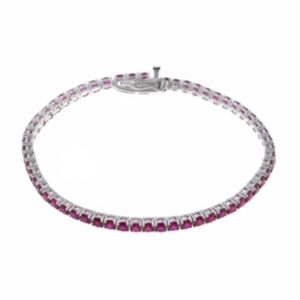 Pulsera plata rodiada circonitas rubís